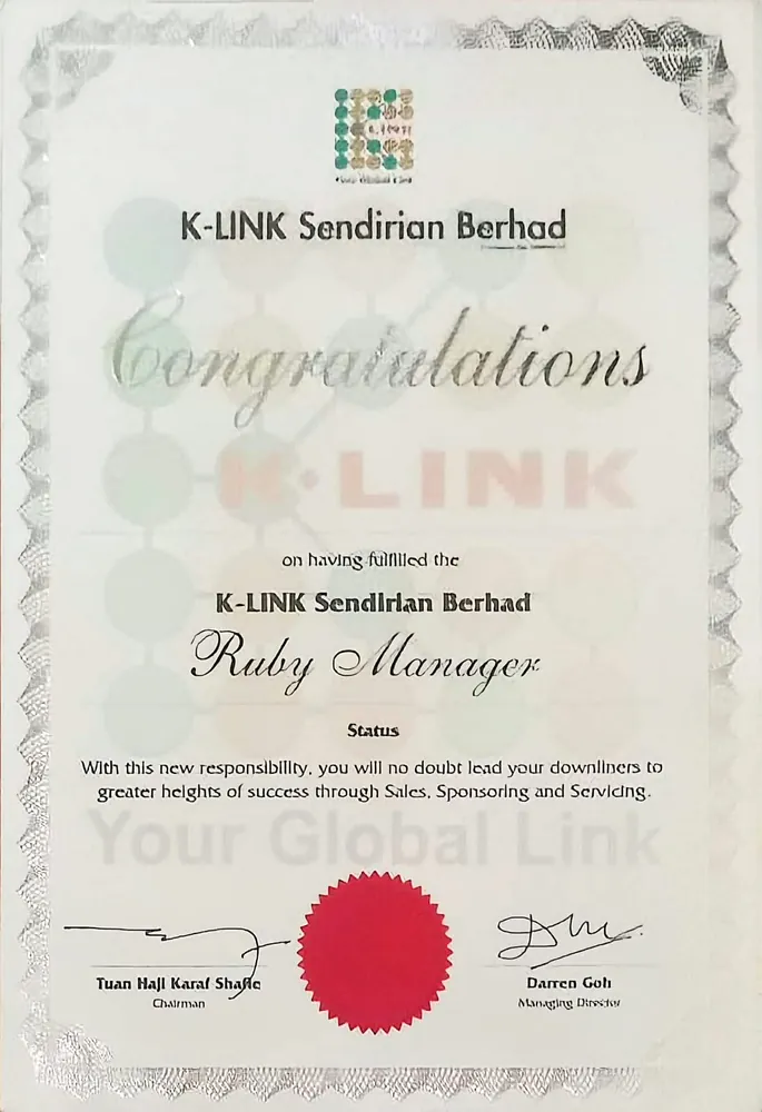 Sertifikat status Ruby Manager